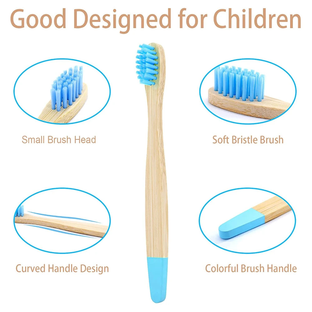Children 10 Pieces Colorful Bamboo Toothbrush Nylon Bristle Eco Paint Toothbrush Kids Arosse a Dent Bambou Vegan Tooth Dental
