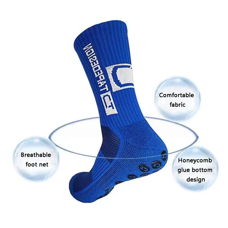 2025 New Anti-Slip Tape Design Football Socks Mid-Calf Non-Slip Soccer Sport Cycling Sports Men's Women Sock Grip Yoga 1 Pair
