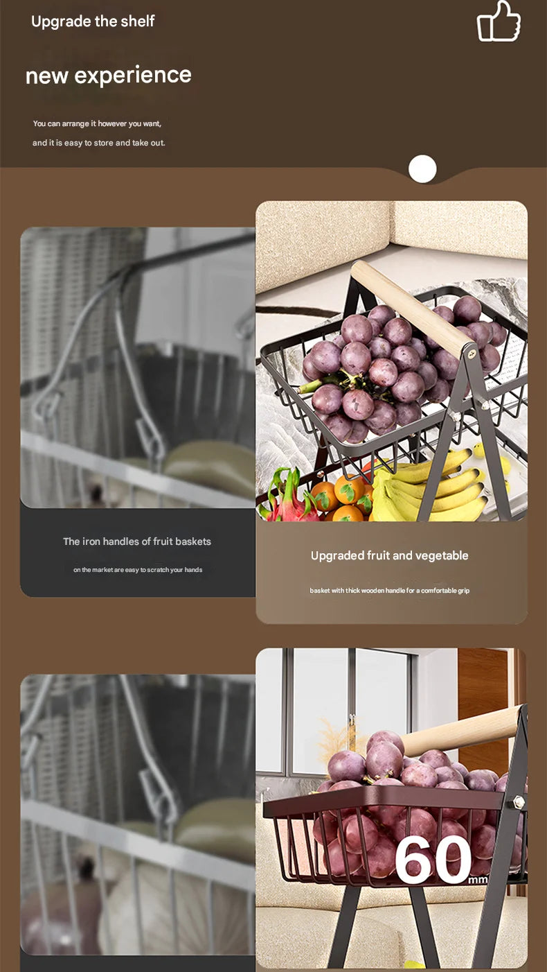 Double Layer Multifunctional Storage Basket, Desktop Shelf, Snack And Fruit Storage Table, With Two Layers Of Storage On Top