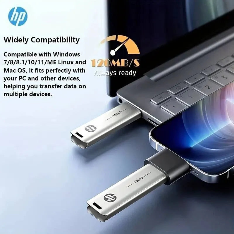 HP USB Flash Drive 3.2 32GB 64GB High Speed ​​Sticks External Storage Metal Pen Drive Creative Personality Car Music