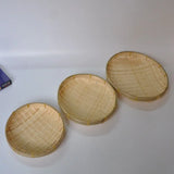 Handmade Woven Woven Bamboo Tray Bamboo Round Bamboo Woven Basket Decorative Serving Tray Living room