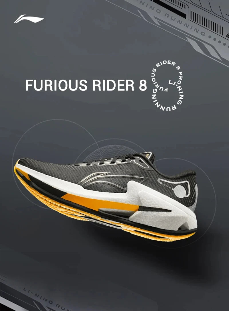 Li-Ning Men's FURIOUS RIDER 8 Stability Running Shoes BOOM Anti-slip Cushion LiNing Stable Support Sport Shoes Sneakers ARZV005
