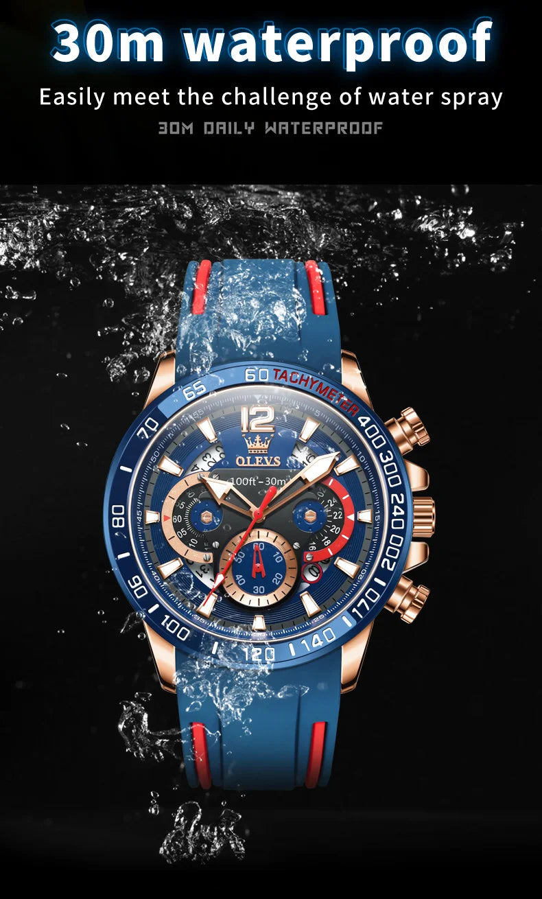 OLEVS 9936 Men's Watch Original Brand Quartz Wristwatch Waterproof Luminous Watches For Men Stylish Design with Silicone Strap