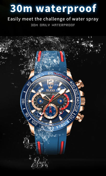 OLEVS 9936 Men's Watch Original Brand Quartz Wristwatch Waterproof Luminous Watches For Men Stylish Design with Silicone Strap