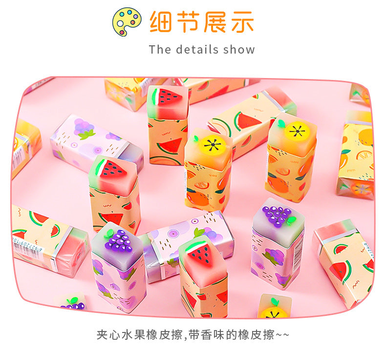 3pcs/lot Cartoon Creative Fruit Eraser Pupils Exam Pencil Eraser Children's Stationery Painting Sketch Eraser  School  Kawaii