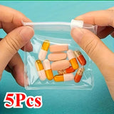 5Pcs Reusable Pill Pouch Bags Zipper Pill Bag Transparent EVA  Self-sealing Medicine Storage Device Travel Accessories