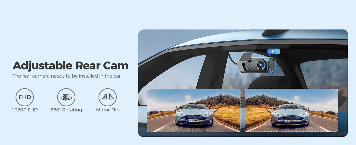 AZDOME M550 Pro 5.8Ghz WiFi 3 Channel Dash Cam 4K+1080P Built-in GPS 3.19" IPS Screen Car DVR IR Night Vision 24H Parking Mode