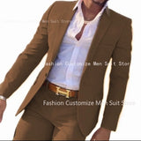 2 Pieces Beige Suit for Men Slim Fit Wedding Groom Tuxedo Groomsmen Suits Male Fashion Smoking Costume Homme Blazer with Pants