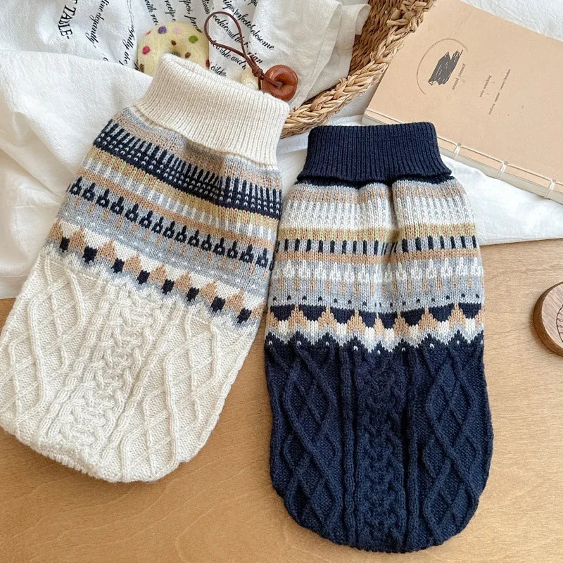 New Dog Black Beige Vintage Sweater for Small Medium Dog Christmas Halloween Day Wear Sweater Pullover