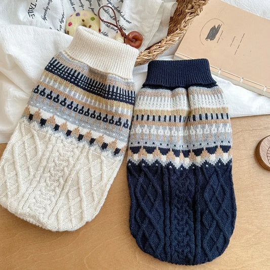 New Dog Black Beige Vintage Sweater for Small Medium Dog Christmas Halloween Day Wear Sweater Pullover