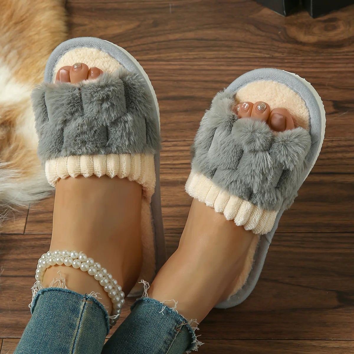 Pantuflas de algodón afelpado para mujer, cálidas, ligeras, de EVA, con suela plana, antideslizantes, cómodas, para invierno y otoño