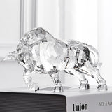 Room Decor Animal Ox Sculpture Ornaments Acrylic Crystal Crafts Statue Living Room Office Desktop Decoration Nordic Artwork Gift