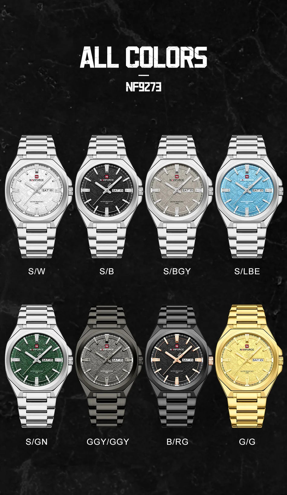 New Style NAVIFORCE Men's Wrist Watch 3ATM Waterproof Stainless Steel Band Luminous Pointer Display Luxury Boys Watches Gifts