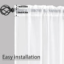 2PCS, Sheer White Curtains 2 Panels Set,  Rod Pocket Voile Fimly Sheer Drapes for Living Room/Bedroom