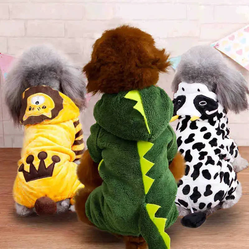 Cute Animal Dog Cat Costume Small Dogs Cat Winter Warm Pet Jumpsuit Pajama for Yorkies Poodle Overalls Puppy Mascotas Clothes
