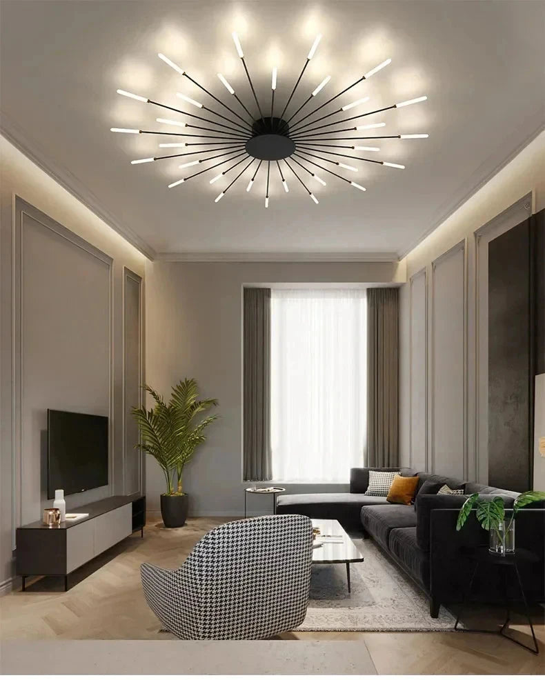 Lámpara de techo LED moderna para sala de estar, comedor, dormitorio, diseño de fuegos artificiales nórdicos, decoración del hogar, iluminación interior