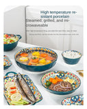 1Pcs Bohemia Retro Ceramic Dinner Plates Sets Food Plate Household Tableware Set Breakfast Plates Salad Soup Bowls Dinnerware