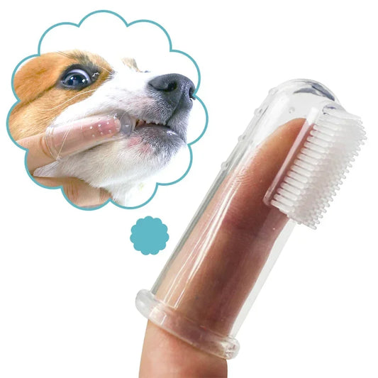 Cepillo de dientes súper suave para mascotas, cepillo para perros de peluche, herramienta para el cuidado de los dientes de sarro, mal aliento, limpieza de perros y gatos, suministros para mascotas de gel de sílice
