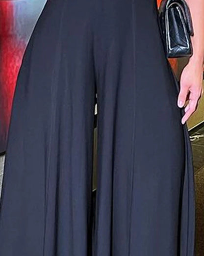 Elegant Jumpsuit for Women 2025 Spring Round Neck Sleeveless Mock Neck Jumpsuit High Waist Wide Leg Pants Overalls Rompers