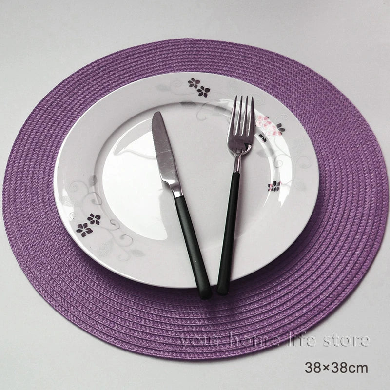 Round Placemats Set, Braided Circle Place Mat, Washable Table Mats for Kitchen Dining Table, Mixed Color Non-Slip Place Mats