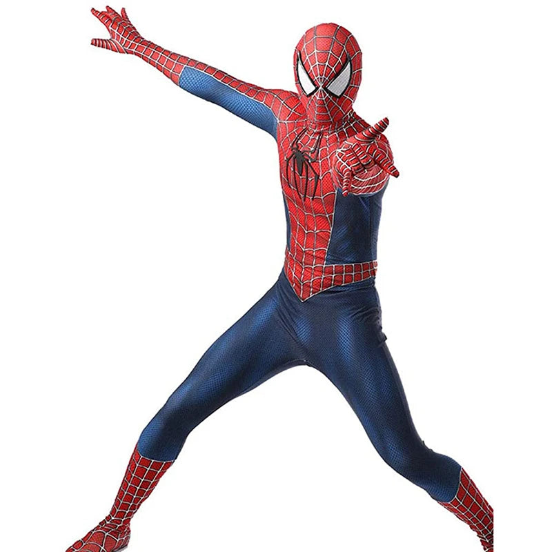 Tobey Maguire Spiderman Costume Black/Red Raimi Spider Man Cosplay Superhero Zentai Suit Halloween Costumes for Adults