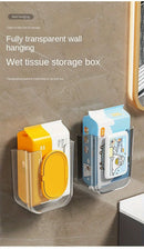 Wall-Mounted Wet Wipe Dispenser, Self-Adhesive Plastic Holder, with Large Opening, for Bathroom Tissue Storage Box Organizer
