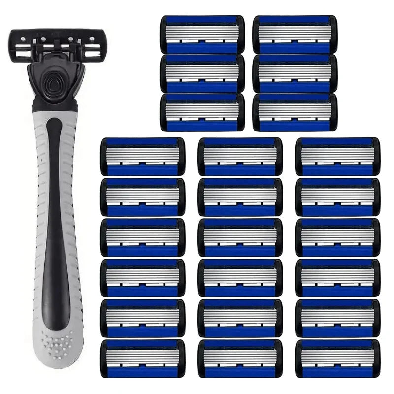 Maquinilla de afeitar de seguridad Razor Classic de 6 capas para hombres y mujeres, cuchillas de afeitar manuales