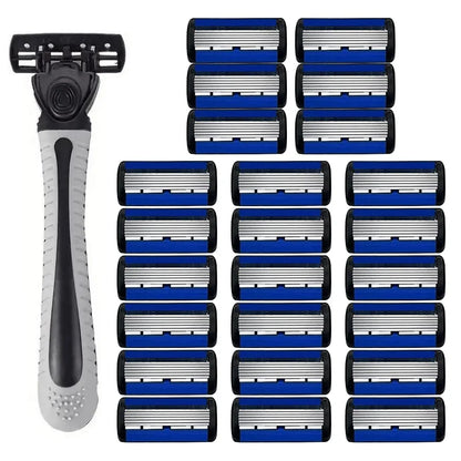 Maquinilla de afeitar de seguridad Razor Classic de 6 capas para hombres y mujeres, cuchillas de afeitar manuales