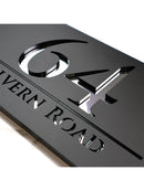 Matte Black Gray Personalized Laser Cut Large Acrylic Modern 3D Floating House Number sign Outdoor Street Family Name Plaque Are
