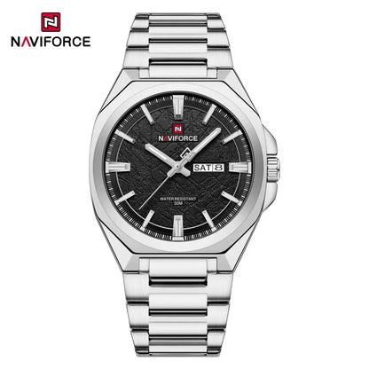 New Style NAVIFORCE Men's Wrist Watch 3ATM Waterproof Stainless Steel Band Luminous Pointer Display Luxury Boys Watches Gifts