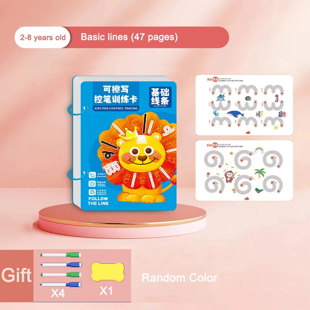 Montessori Drawing Book Reusable Magic Children Practice Copybook Control Training Book Magical Tracing Workbook