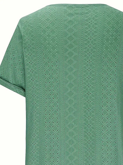 Camiseta casual de malha grande feminina confortável solto ajuste em torno do pescoço manga curta camisetas para senhoras plus size