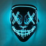Artigos para Festa de Halloween 2026: Máscara LED Luminosa Estilo "Uma Noite de Crime" (Purge) com Luz Neon EL Sem Fio – Máscara de Rosto Inteiro para Cosplay Adulto (Brilha no Escuro)