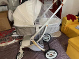 Cochecito de bebé 3 en 1, de lujo, con asiento para el coche, de piel sintética, con diseño de cáscara de huevo y paisaje alto.