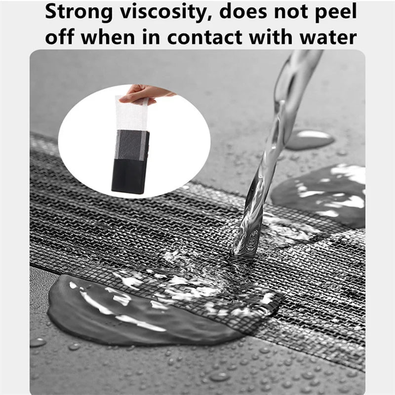 Recogedor de pelos autoadhesivo para desagüe de ducha, cortable, malla desechable, para fregadero de cocina y baño