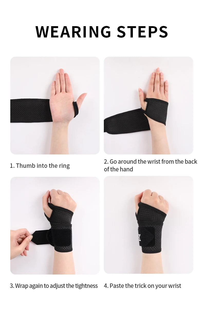 2pcs Adjustable Wrist Strap Sports Wrist Support Brace Black Weightlifting Wristband For Men & Women Badminton Tennis Gym