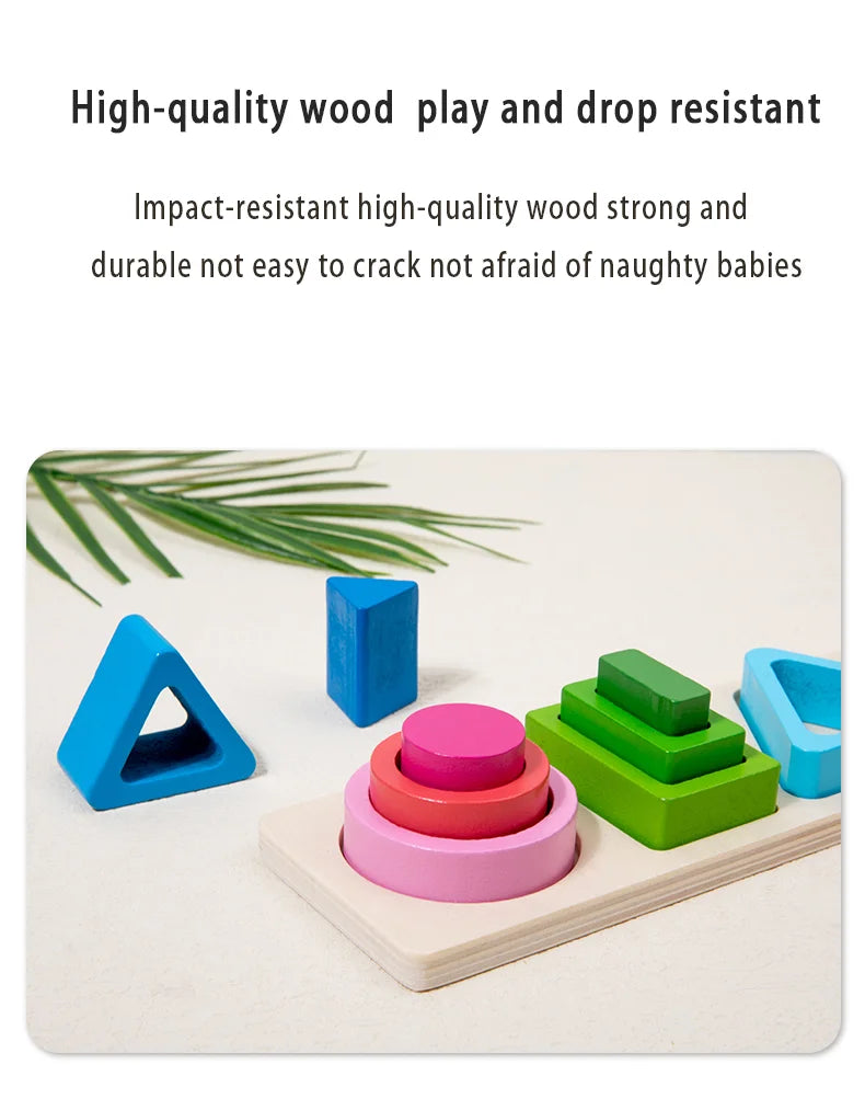 Bloques de desarrollo de inteligencia para bebés, juguetes de madera para combinar en la educación temprana, color y cognición de formas, educación Montessori