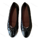 Women's Ballet Flat Shoes 2026 Spring New Round Toe French Elegance High-quality Leather Shoes Bow Comfortable Casual Shoes