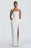 Sexy Solid Pleated Strapless Dress Lady Chic Off-shoulder Backless High Waist Split Dresses Women 2026 New Evening Party Gown