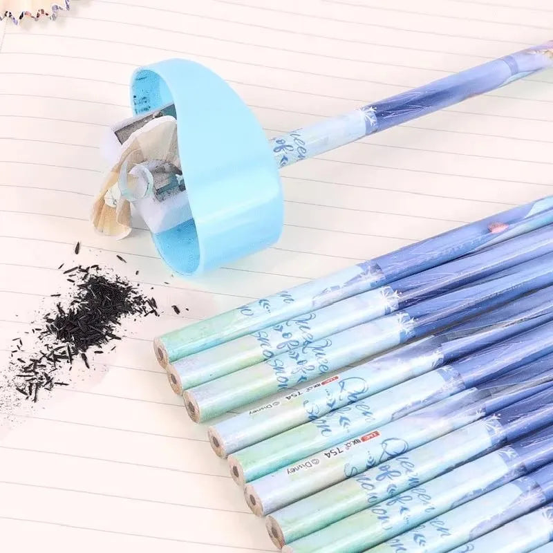 12pcs Disney Spiderman Hb Pencil With Eraser Lotso Elsa Student Stationery Write Draw Pencil Kids School Supplies Wholesale