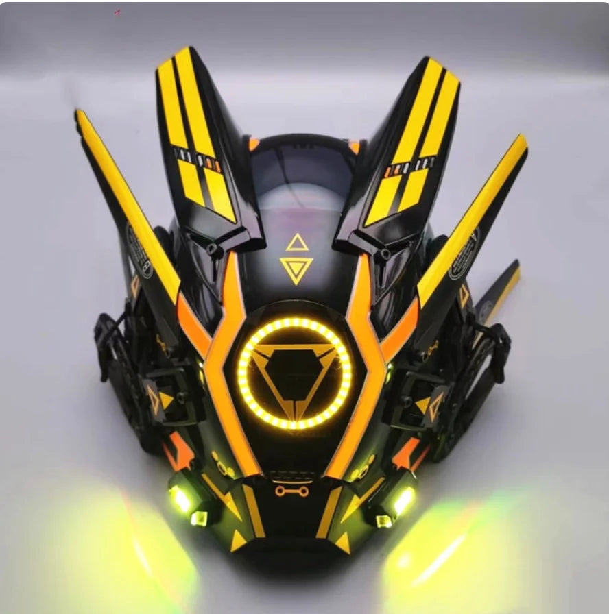 Capacete Cyberpunk com LED – Máscara para Festas, Halloween, Natal e Cosplay – Presente para Adultos