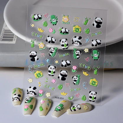 Sanrio Anime 5D Nail Stickers Hello Kitty Kurome Cartoon Stickers Nail Decoration Cute Melody Nail Art Decals Nail Art Supplies
