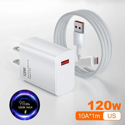 Original  Xiaomi 120W Turbo Fast Charger With EU/US Adapter And USB Type C Cable