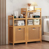 Laundry Hamper Bathroom Rack High-capacity Bamboo Laundry Baskets With Shelf With Tilt Out Basket Wooden Storage Hamper Racks