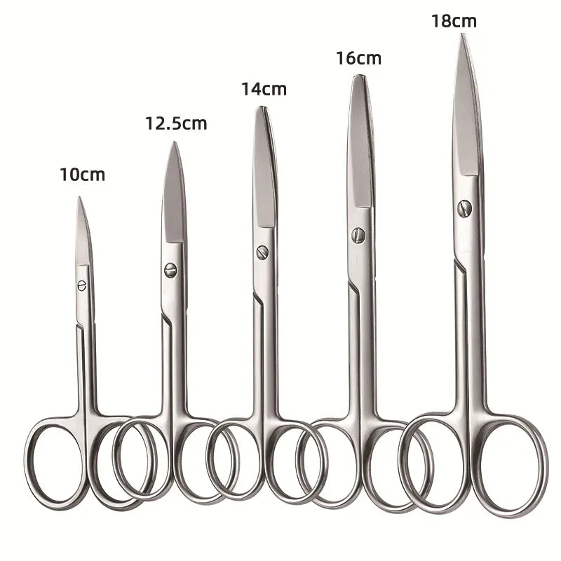 Instrumentos quirúrgicos de acero inoxidable con punta recta y curva, para suturar tejidos, tijeras, equipo médico de emergencia para campo.