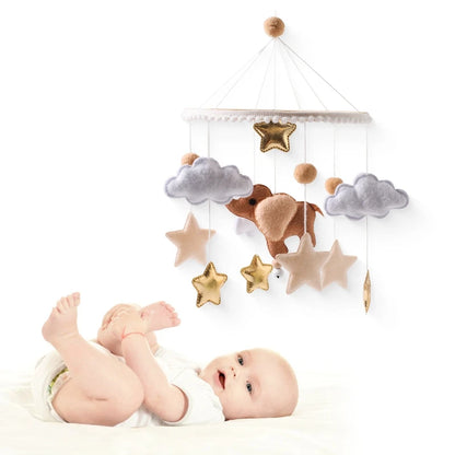 Crib Mobile Bed Bell Wooden Baby Rattles Soft Felt Cartoon Animal Bed Bell Newborn Music Box Hanging Toy Crib Bracket Baby Gifts