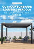 Sistema de toldo de techo de pérgola de vidrio retráctil de aluminio con apertura motorizada y cubierta eléctrica ajustable para terraza. Techo de pérgola para exteriores.
