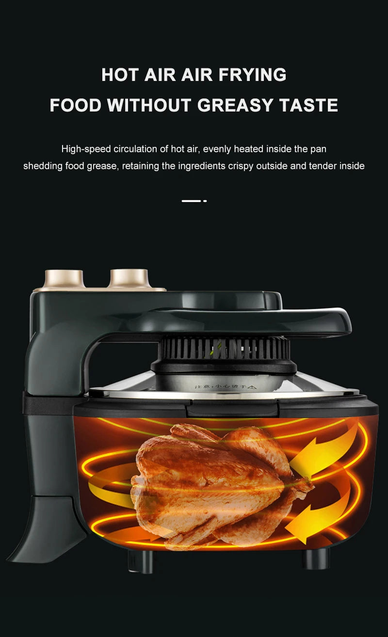 Freidora de aire multifuncional para el hogar, sin aceite, horno de 6 l, 220 V, UE, 1100 W, panel táctil LED, control de temperatura, freidora de aire visual
