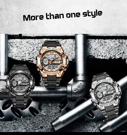 Reloj militar LIGE para hombre, digital, resistente al agua hasta 50 m, LED, de cuarzo, deportivo, grande, Masculino