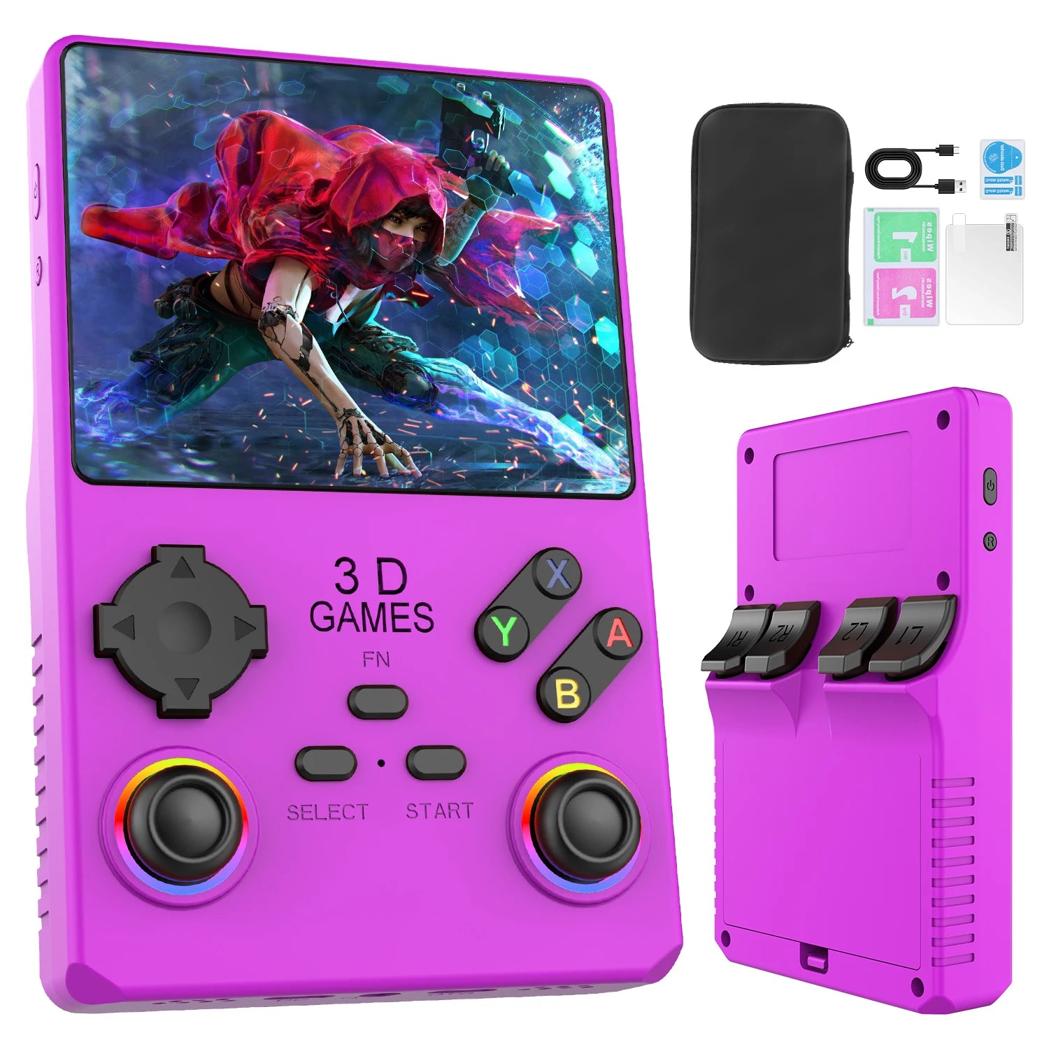2025 V40MAX Handheld Game Console 4'' IPS Screen 4000mAh Battery Joystick RGB lighting Effect 256GB with more than 40000 games